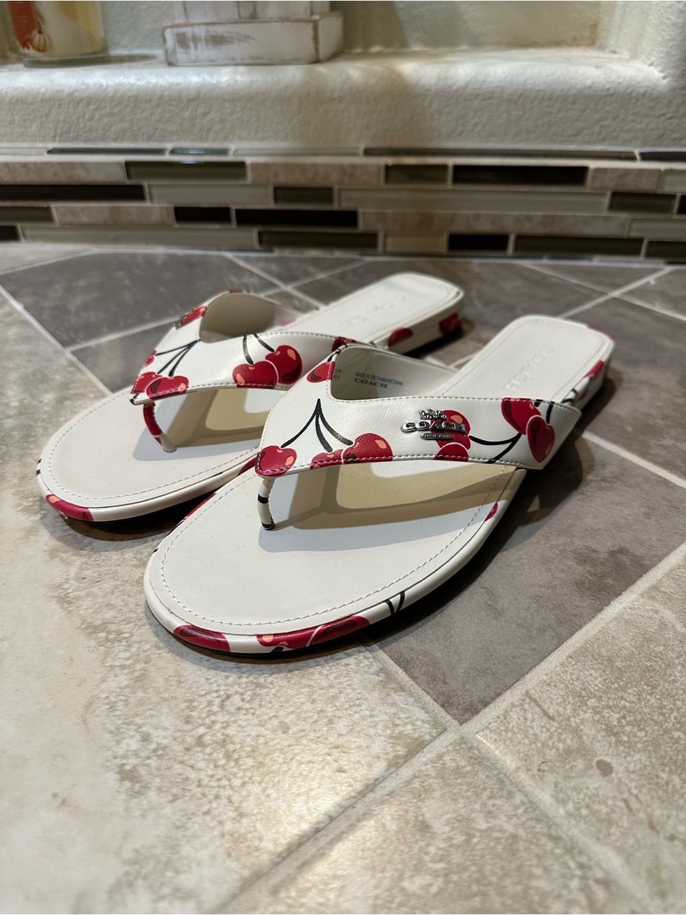 Coach Cherry Print Sandals